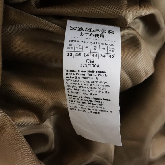 NWT Max Mara Studio Asti Virgin Wool Coat Camel US 12 - Picture 13 of 15